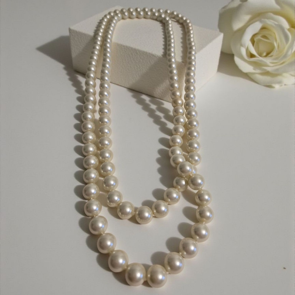 Elegant Long 68" Faux Pearl Necklace